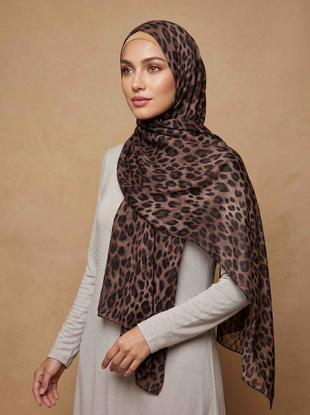 Mocha Leopard Printed Modal Hijab (Copy)