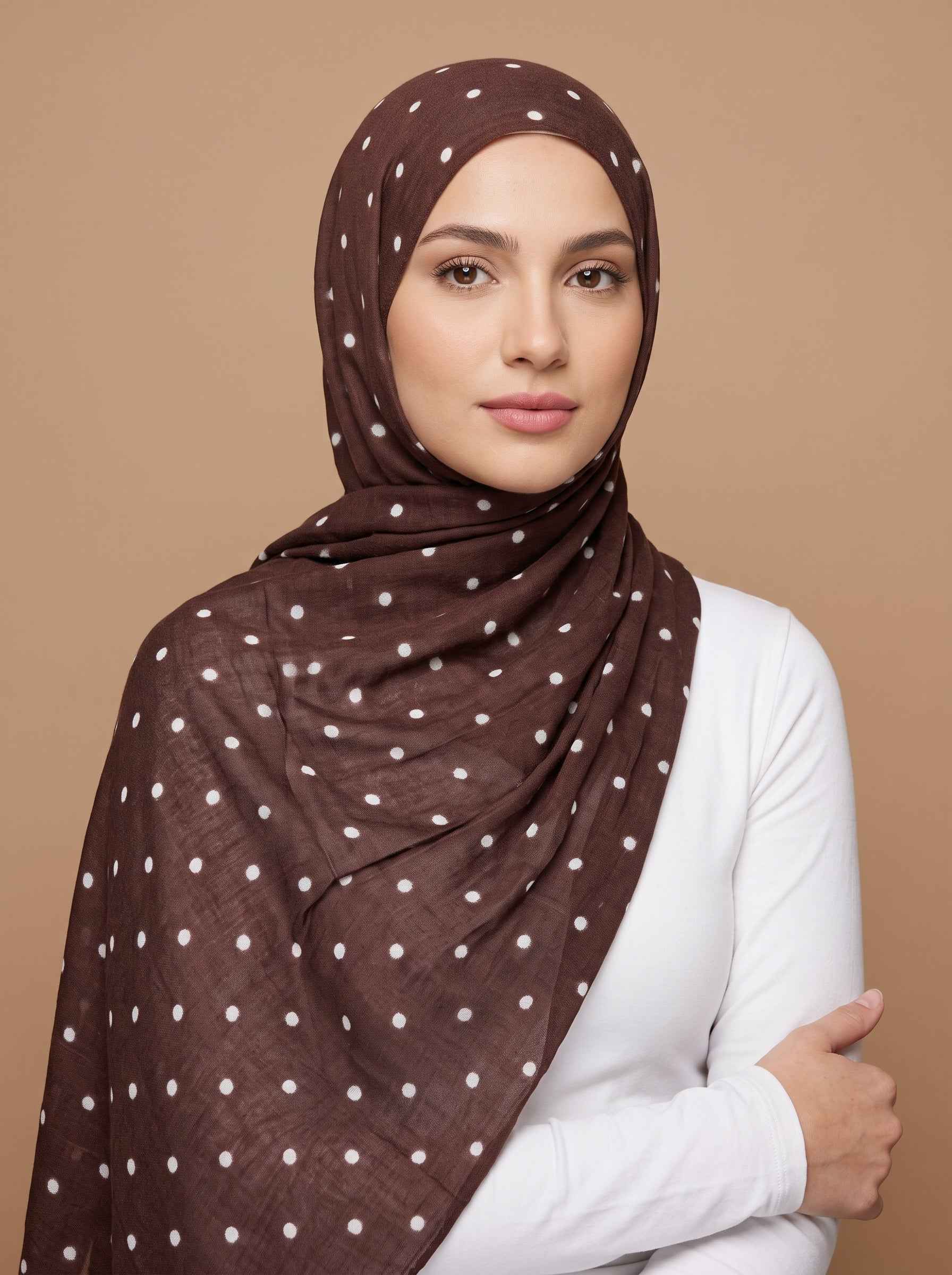 Plum Polka Dot Printed Modal Hijab (Copy)