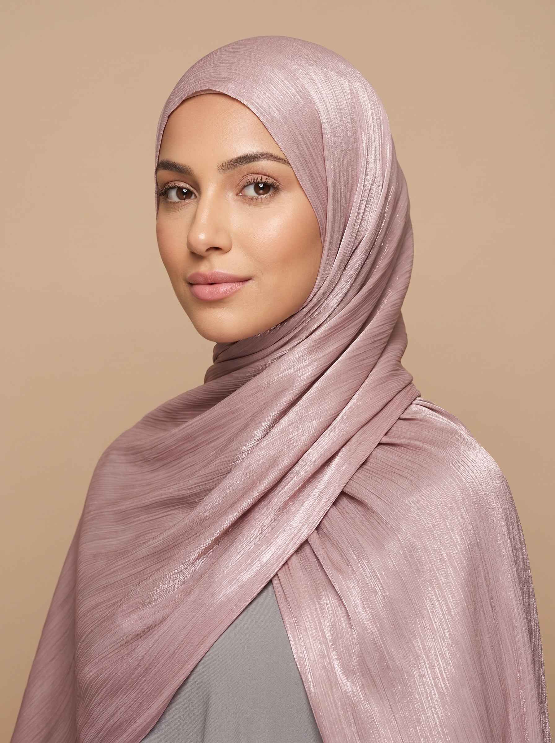 Shimmer Organza Hijab - Dusty Pink