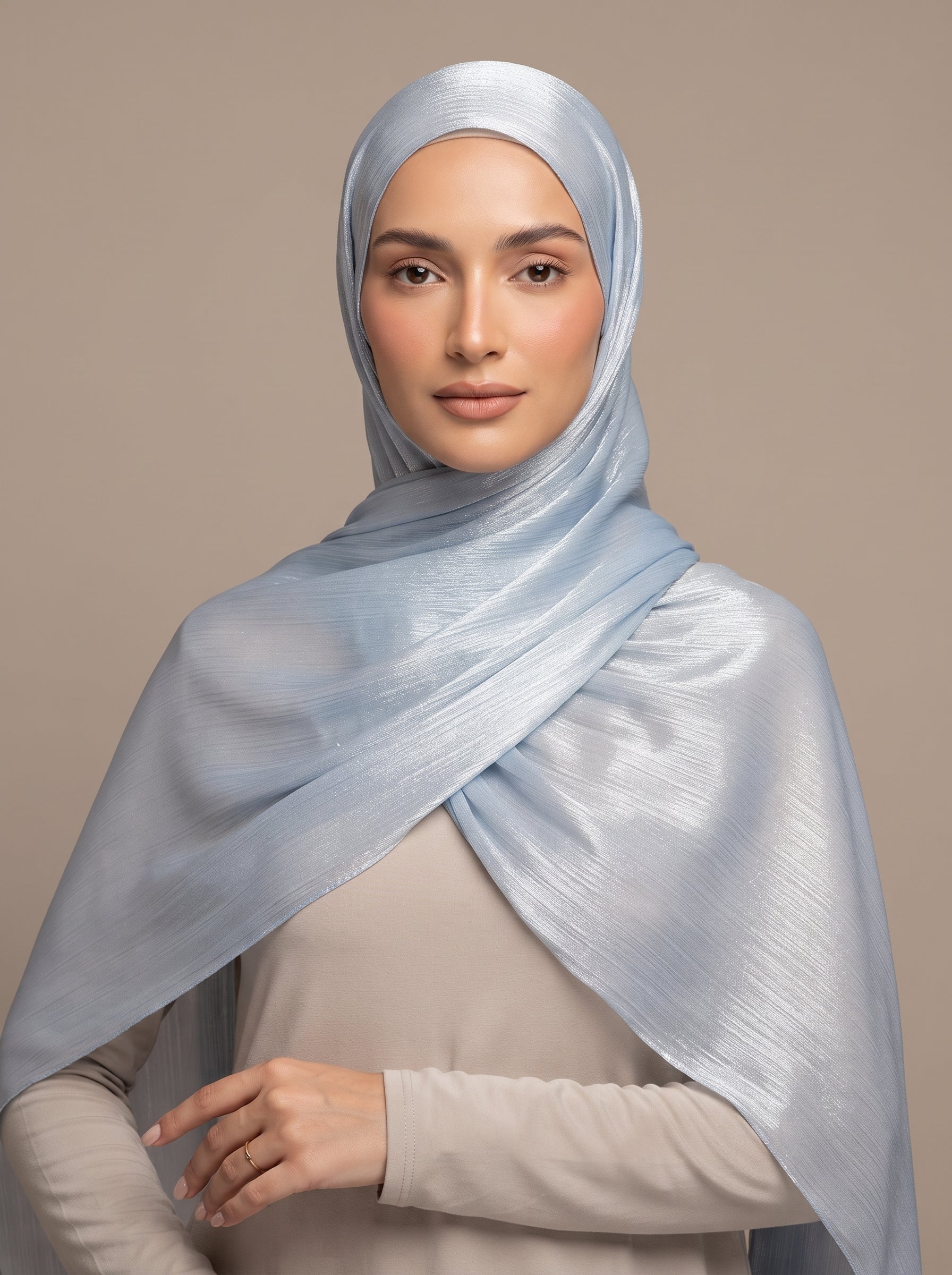 Shimmer Organza Hijab - Dusty Blue