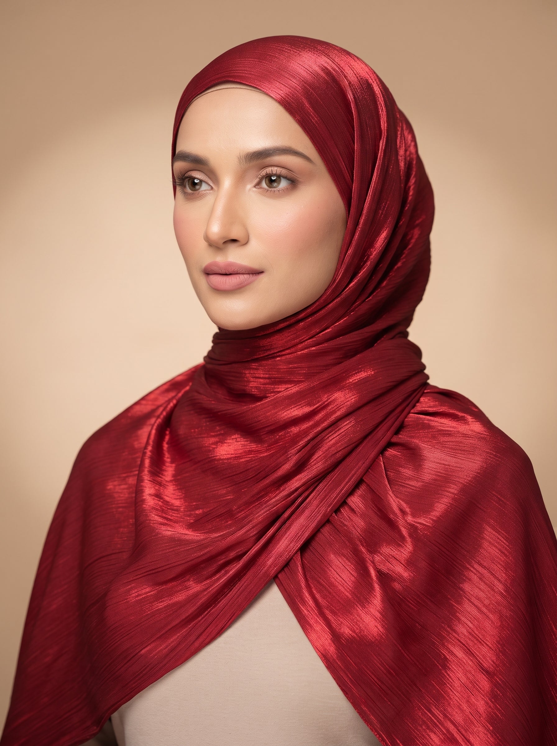 Shimmer Organza Hijab - Red