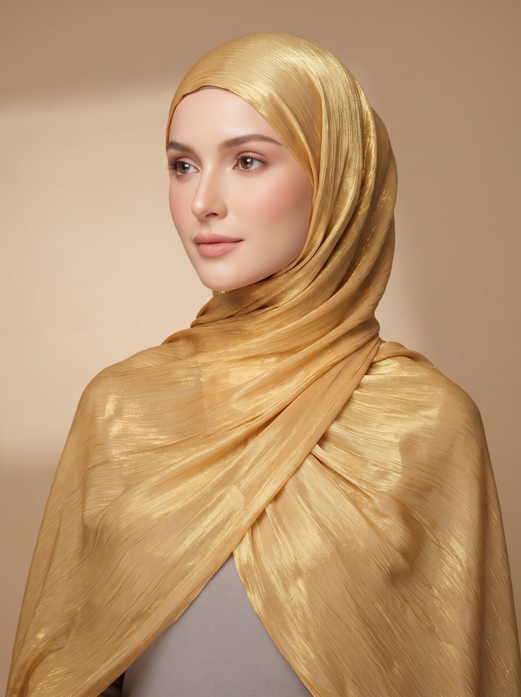 Shimmer Organza Hijab - Warm Gold
