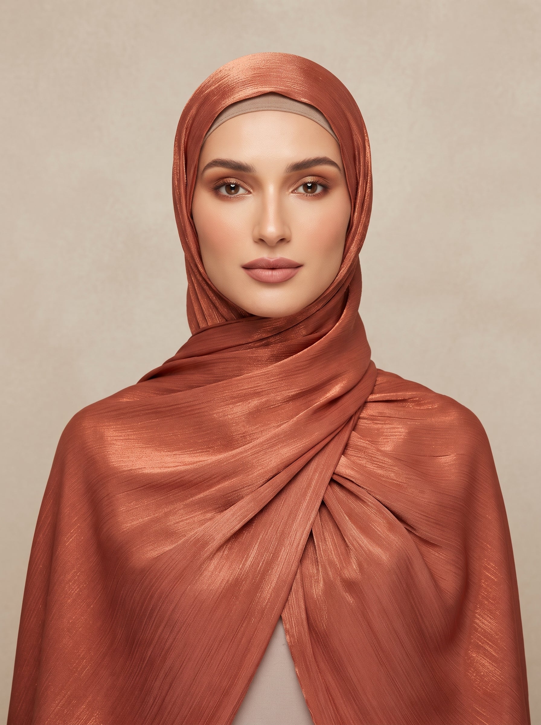 Shimmer Organza Hijab - Copper