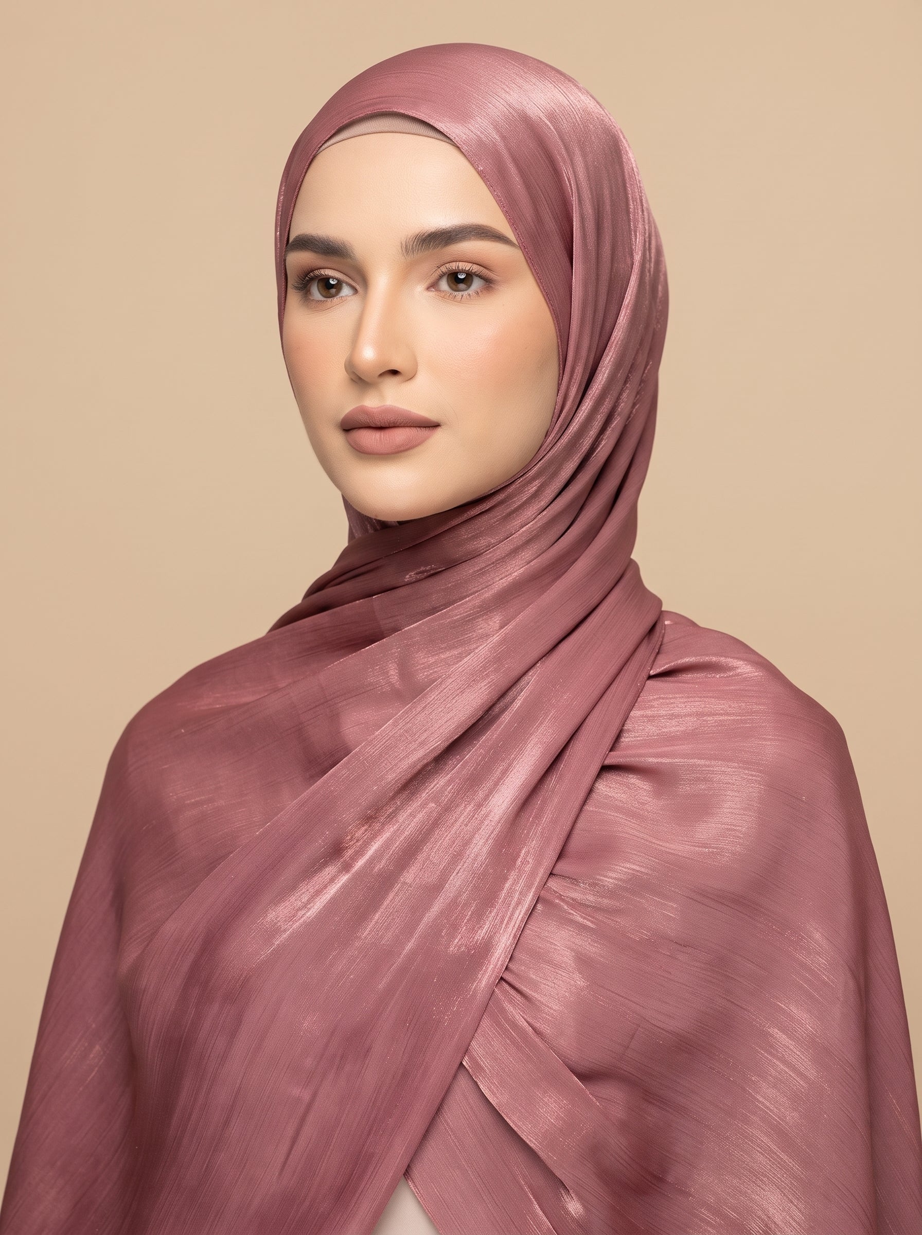 Shimmer Organza Hijab - Dried Rose