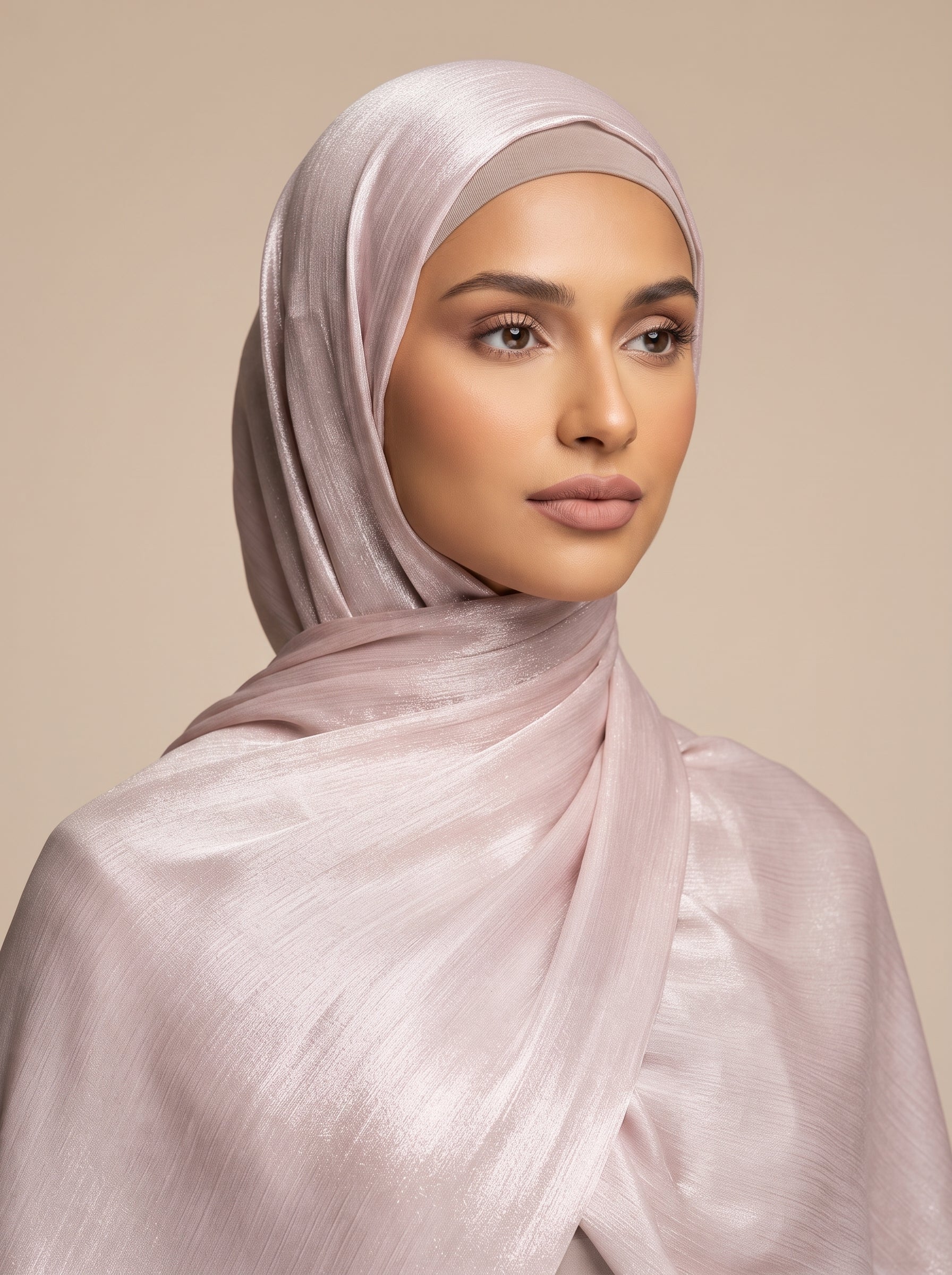 Shimmer Organza Hijab - Powder Pink