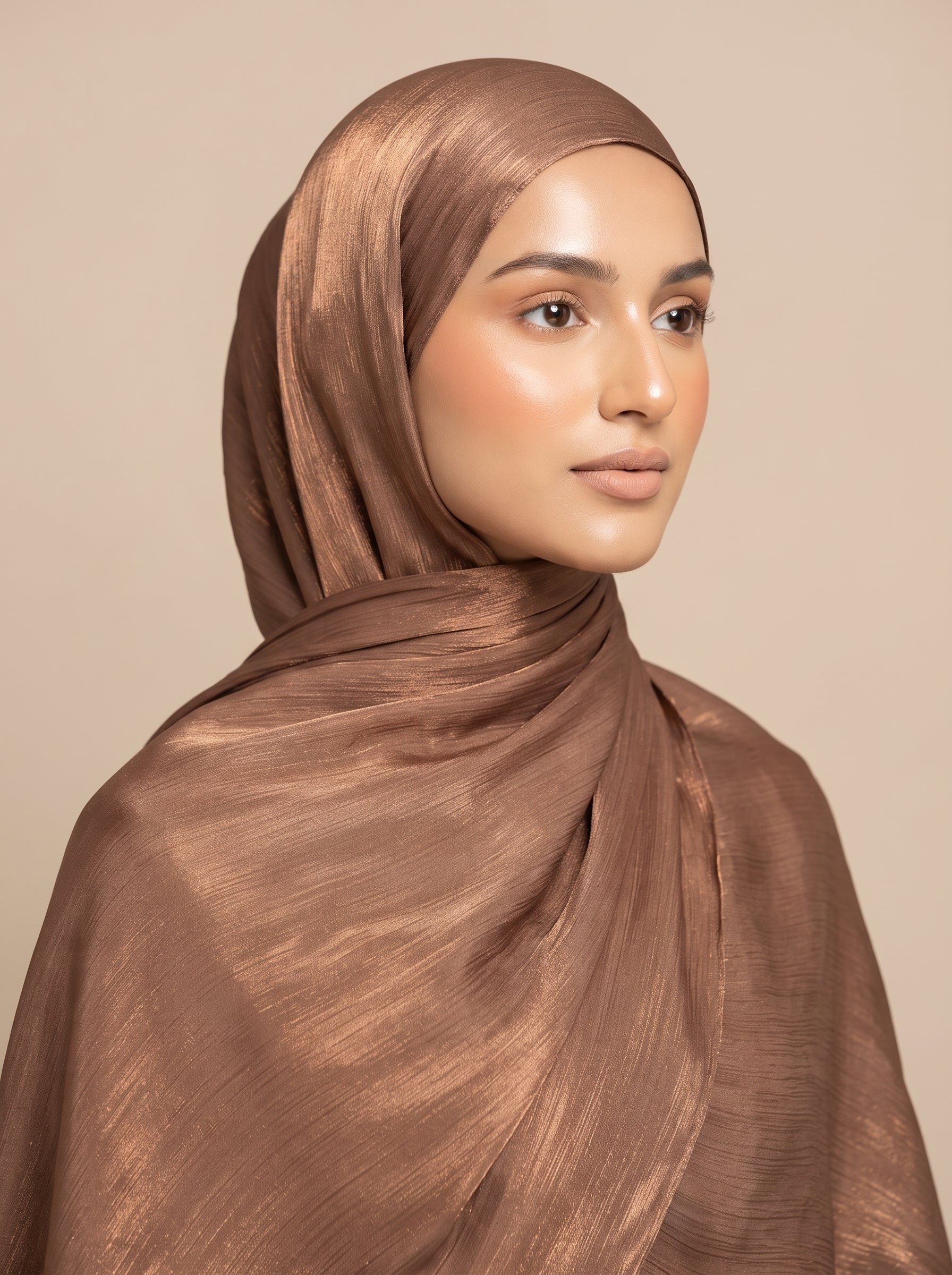Shimmer Organza Hijab - Brown
