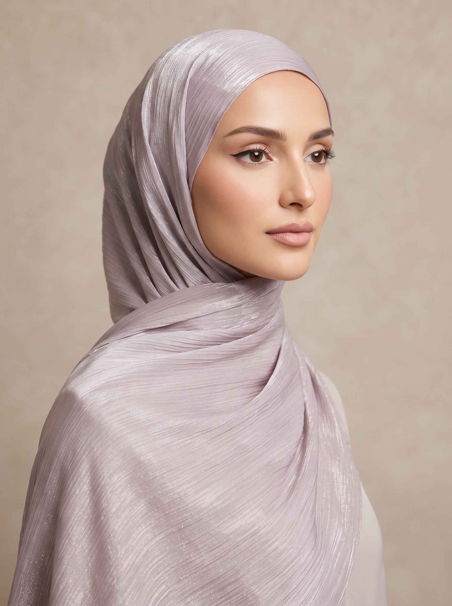 Shimmer Organza Hijab -  Lavender Grey