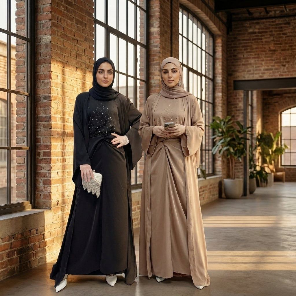 Mahnoor Dubai Abaya Set - Black