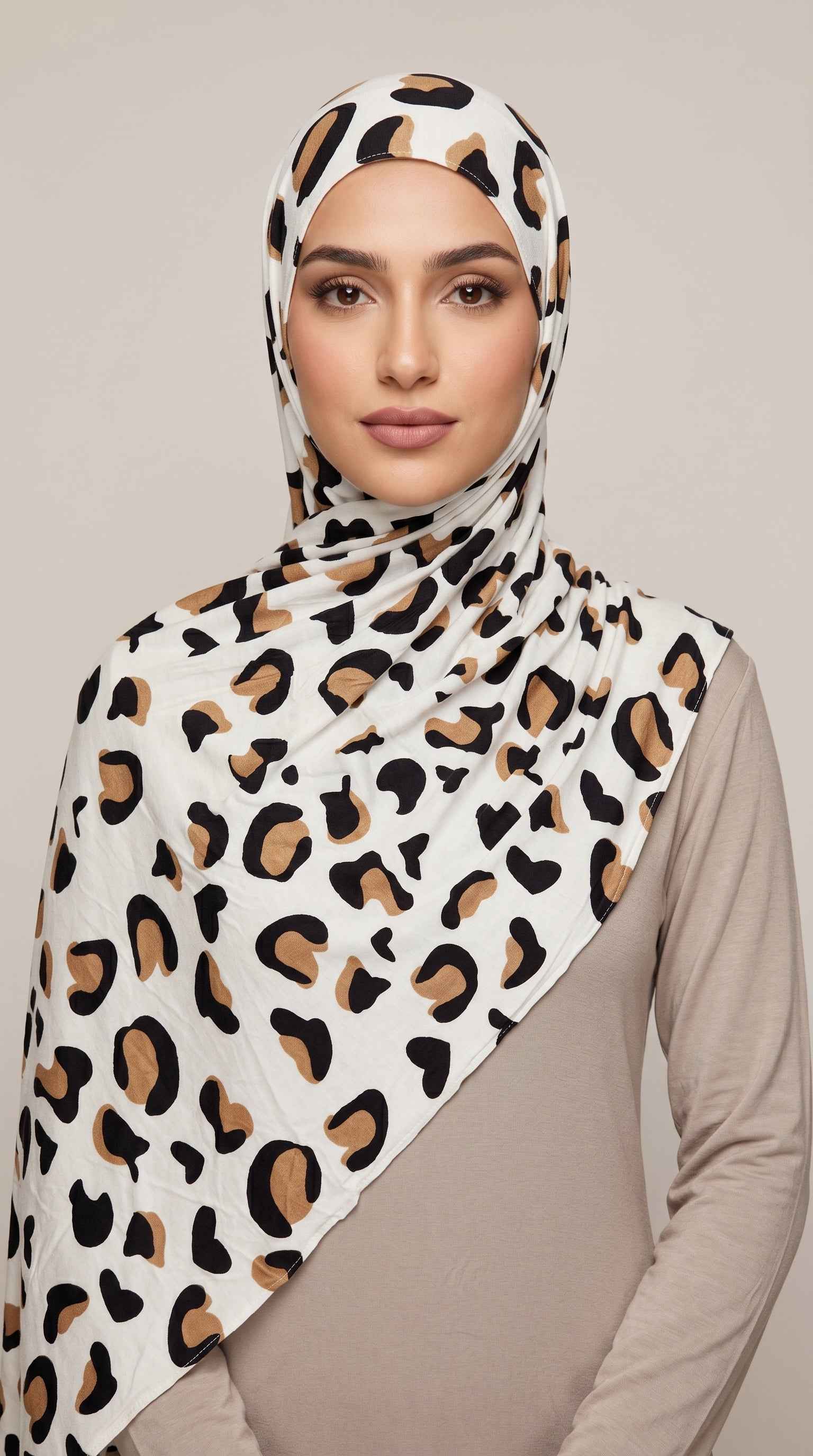 The Snow Leopard Printed Jersey Hijab (Copy)