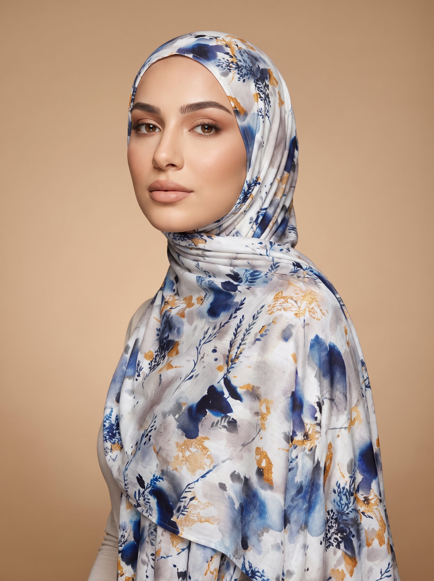 Gallery Blue Printed Jersey Hijab