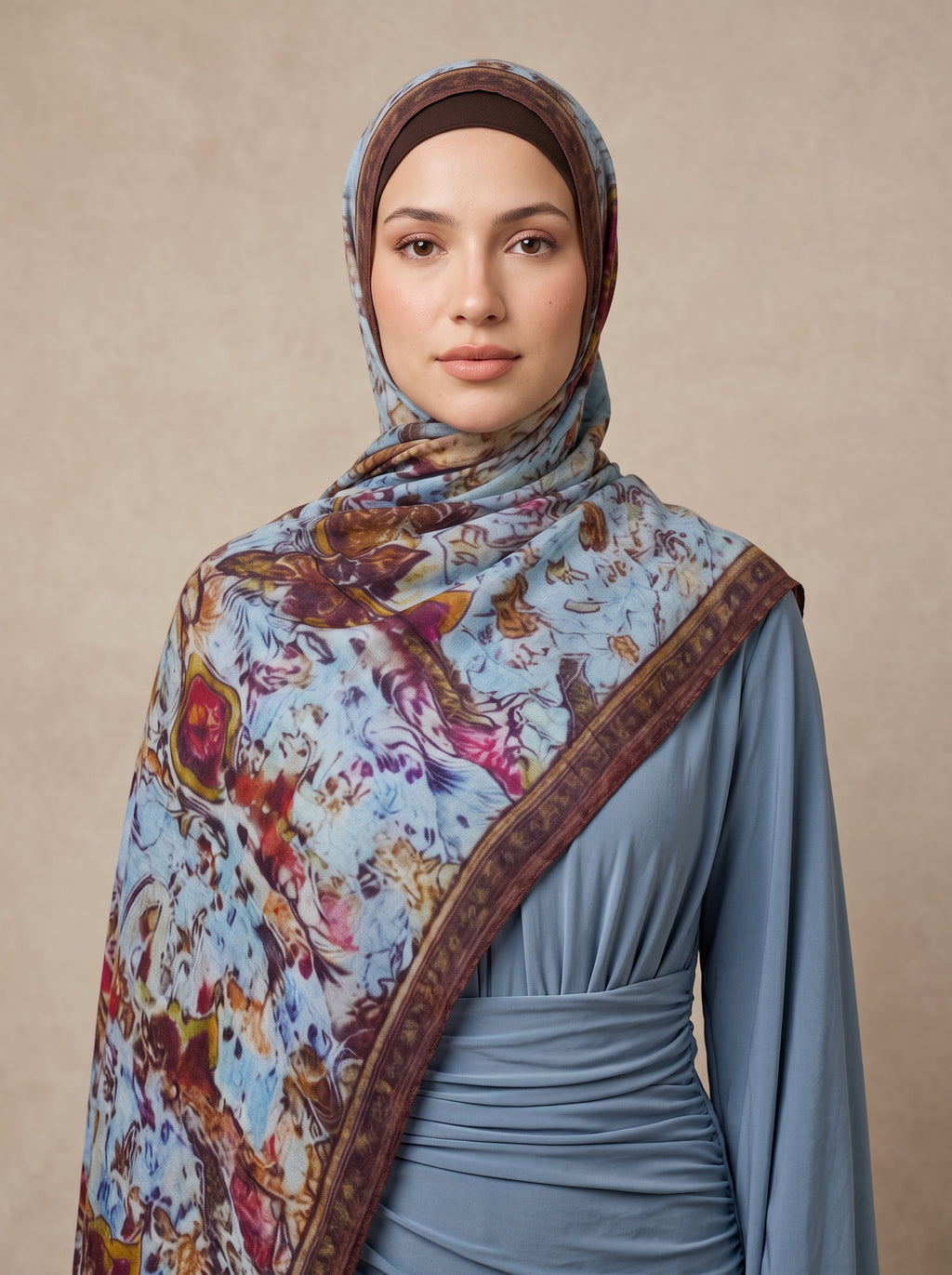 Persian Blue Printed Modal Hijab