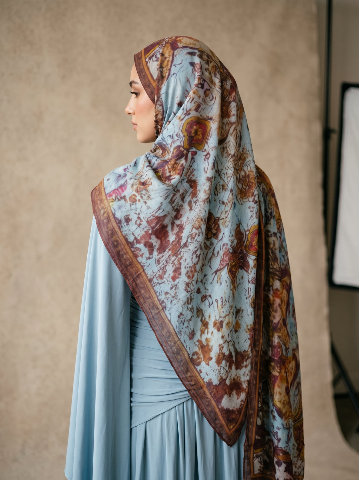 Persian Blue Printed Modal Hijab