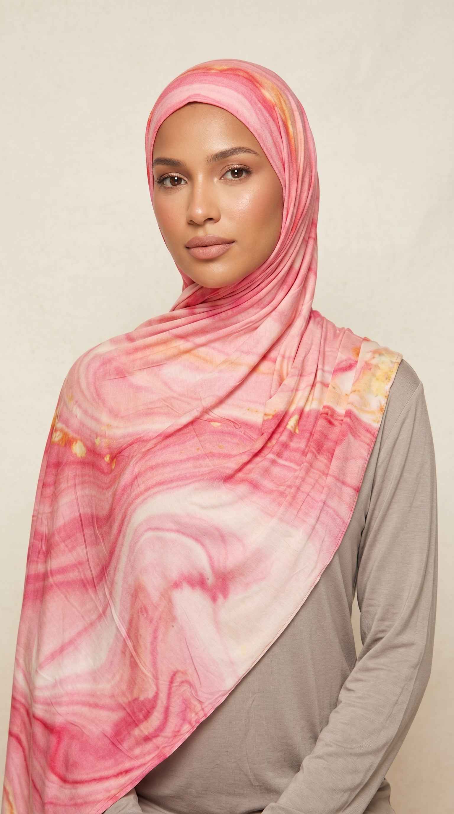 Blossom Marble Printed Jersey Hijab (Copy)