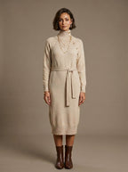 Aliyah Winter Knit Midi Dress  - Oatmeal