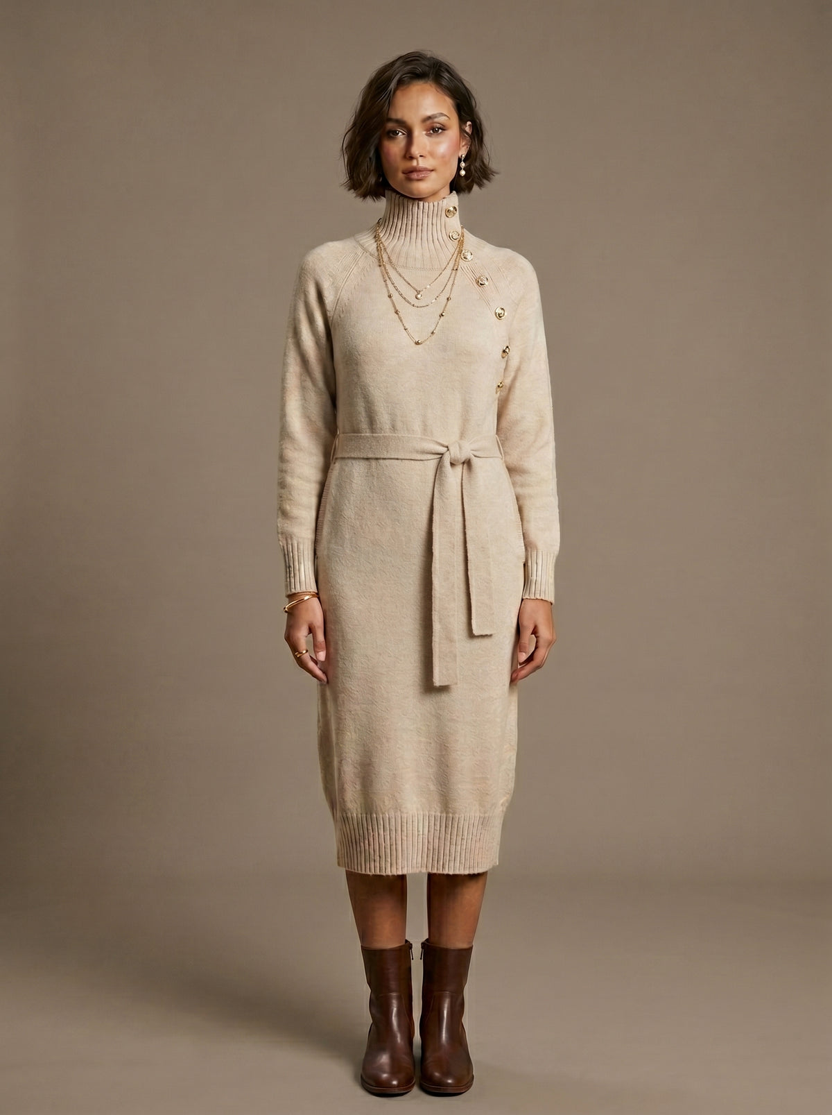 winter knit dresses australia Aliyah Midi Dress Oatmeal | Modest Dress perfect for winter layering Evynn Zapakasa Women Navy Plus Primary color:Nude Lining