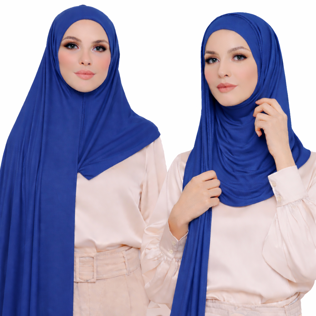 Premium Cotton Jersey Instant Hijab - Blue Shades