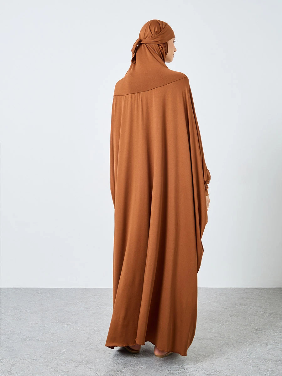 Barakah Modest Batwing Maxi Gown - Brown