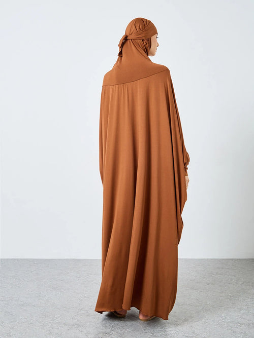 Barakah Modest Batwing Maxi Gown - Brown