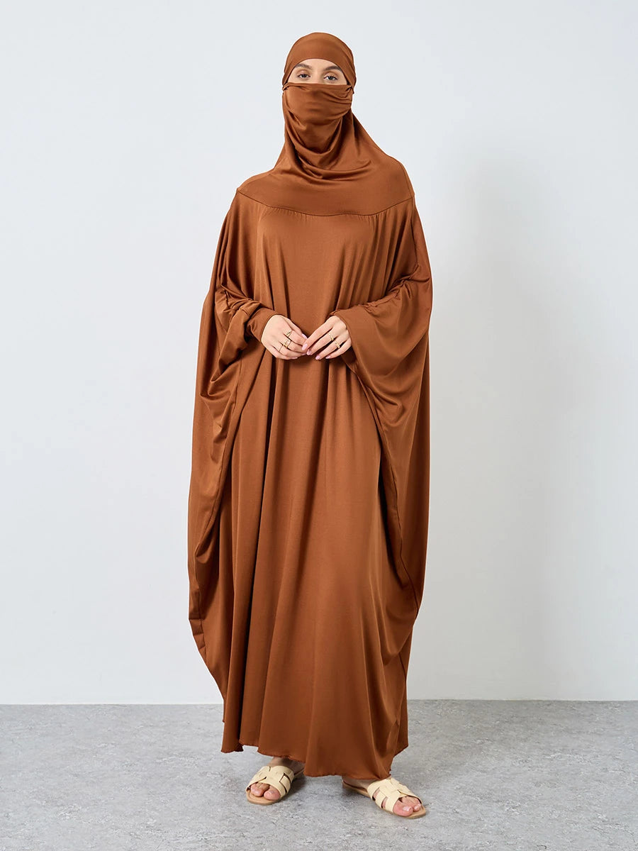 Barakah Modest Batwing Maxi Gown - Brown