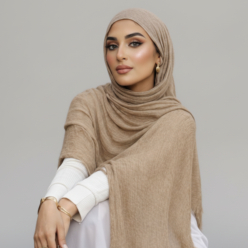 Textured Crinkle Hijab - Sandstone