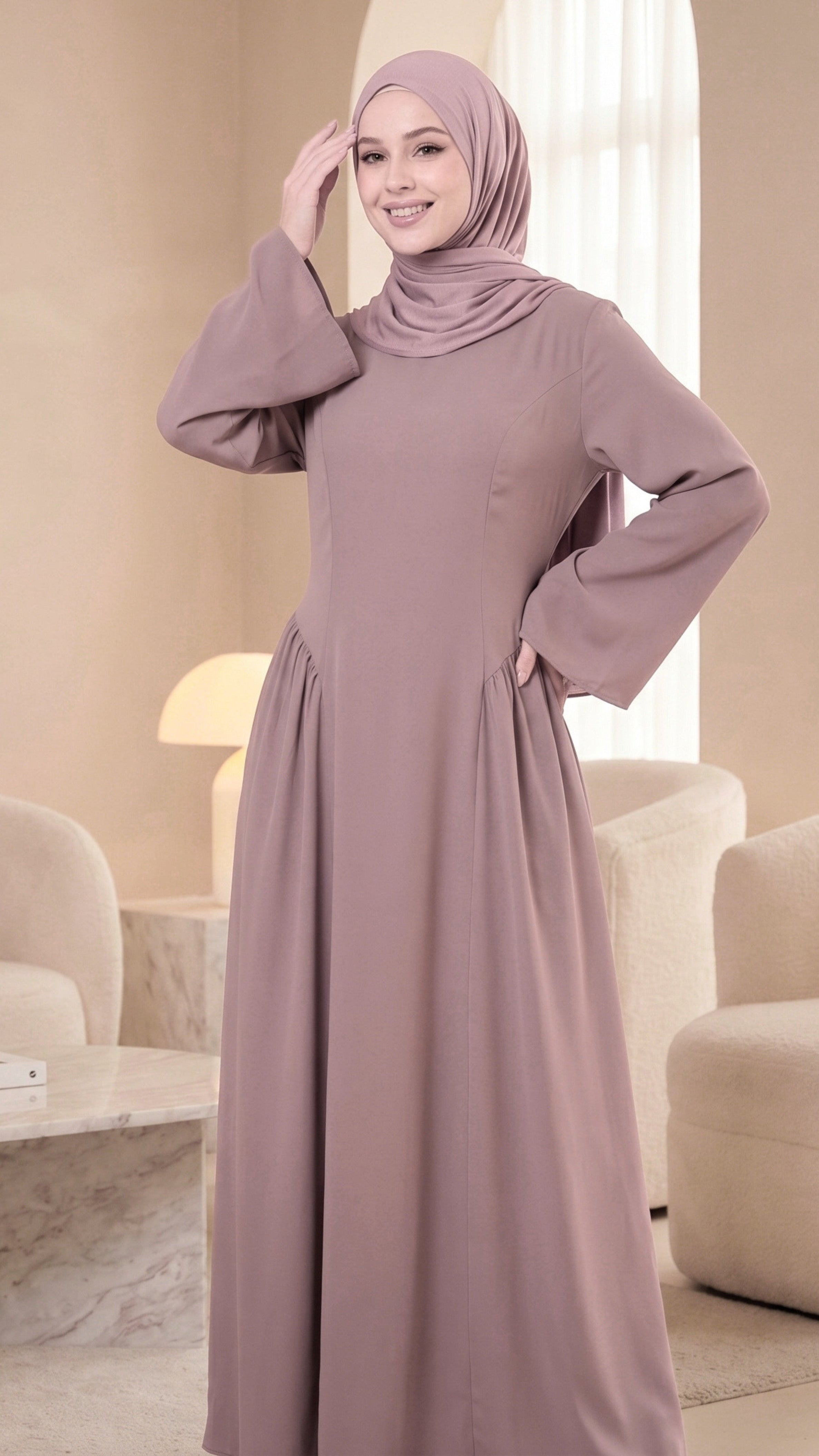 Amanah Lace-Back Maxi Dress - Dusty Mauve