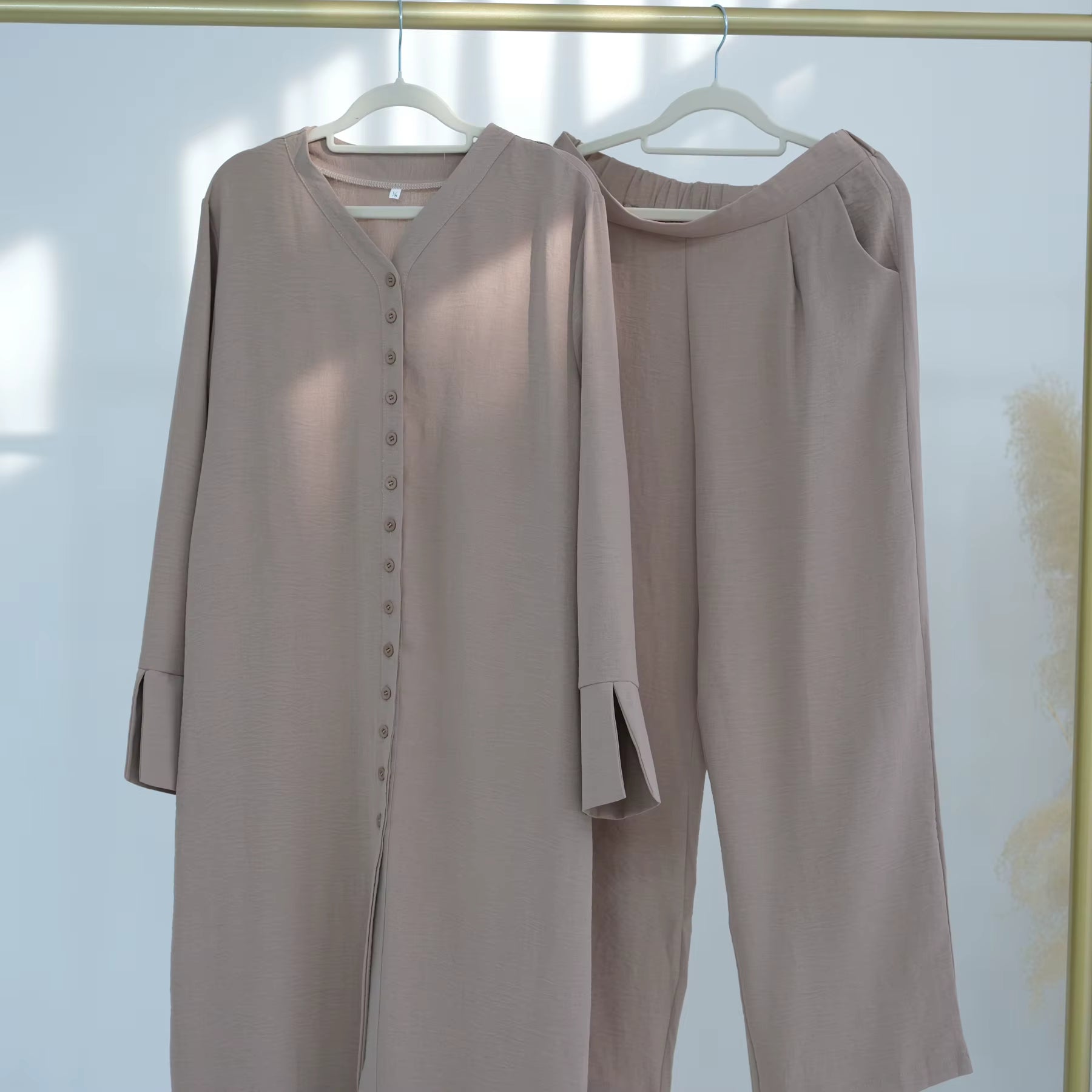 Lumi Two-Piece Modest Co-Ord Set - Apricot Beige