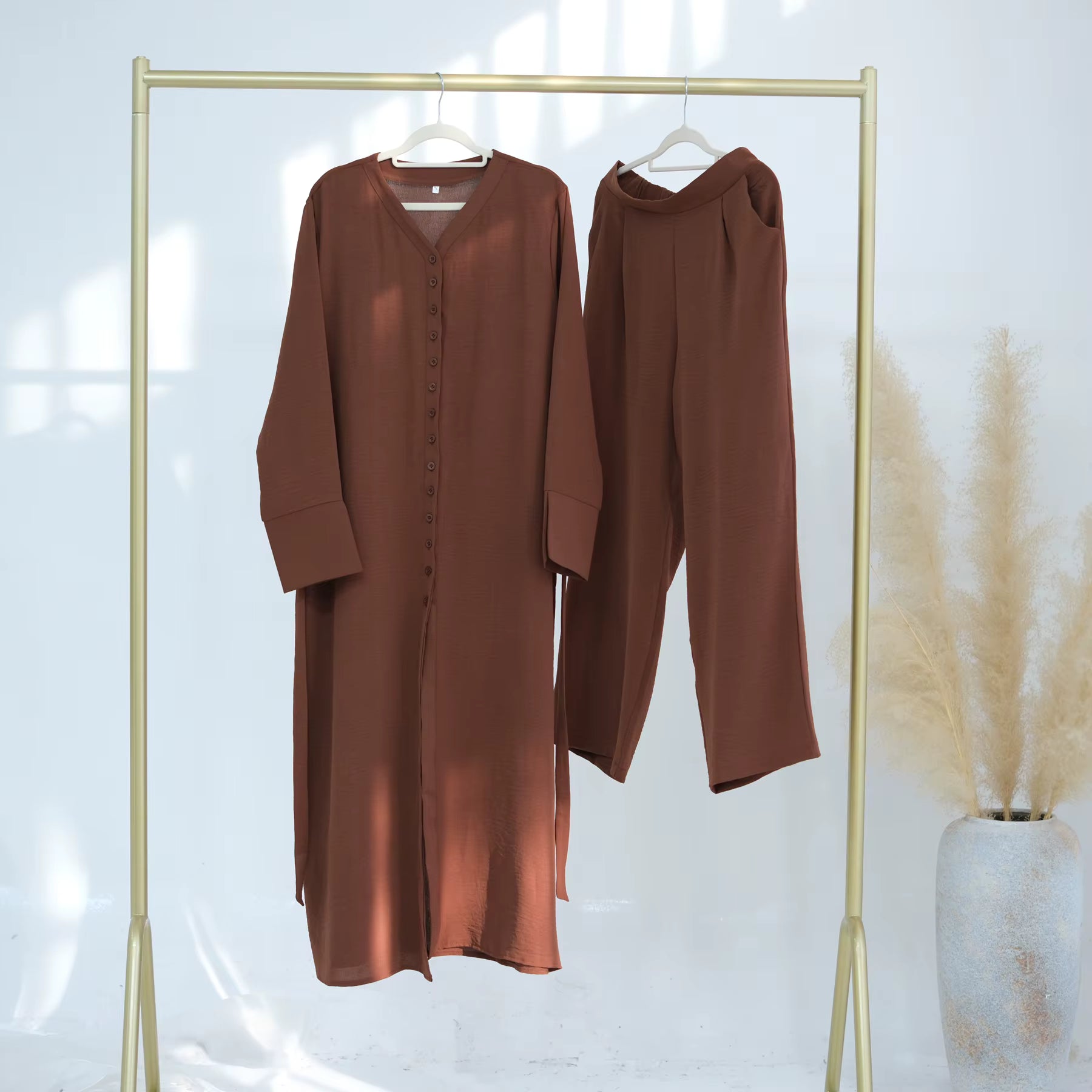 Lumi Two-Piece Modest Co-Ord Set - Mocha