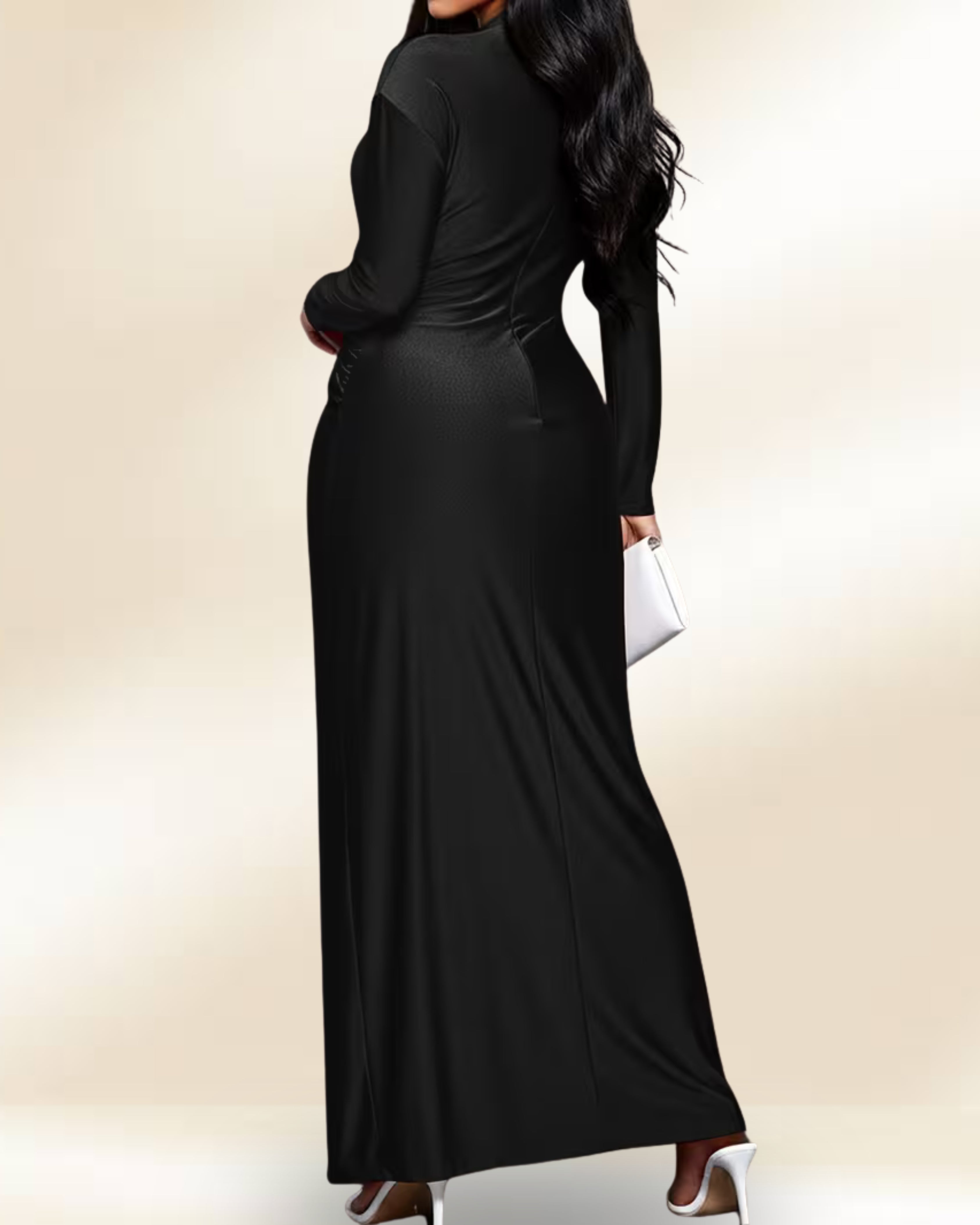 Layali Golden Cinch Gown - Black