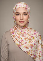 Pink Flower Printed Jersey Hijab