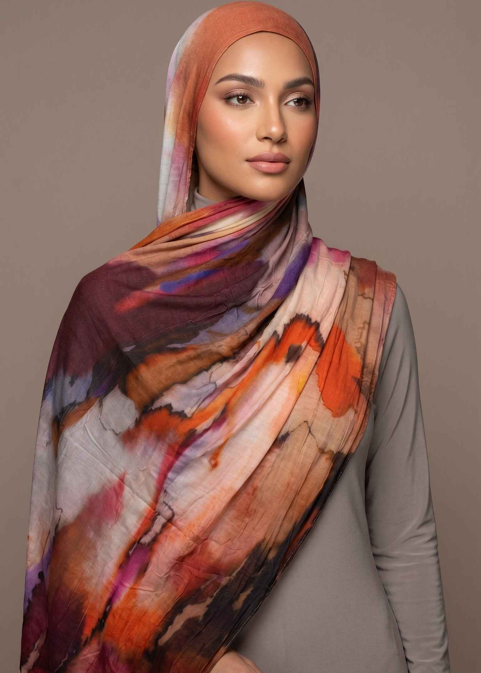 Violet Horizon Printed Jersey Hijab (Copy)