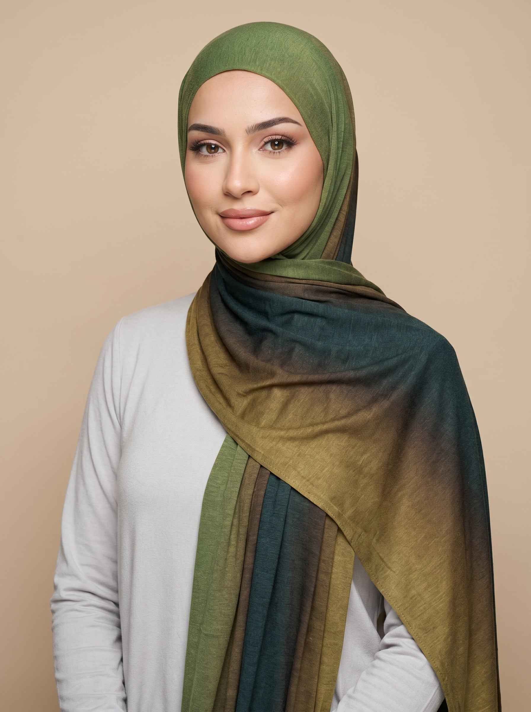 Olive Eclipse Printed Jersey Hijab