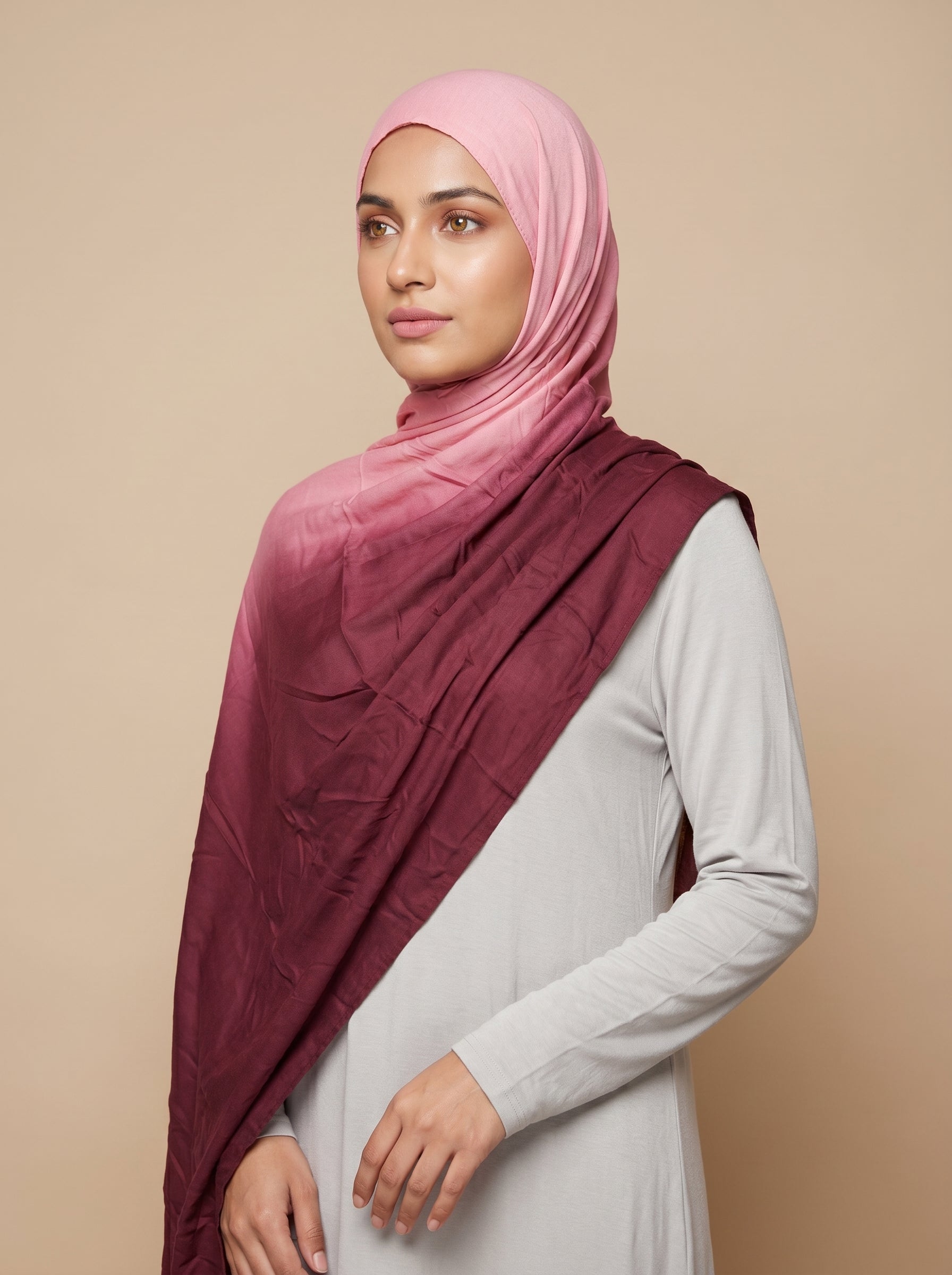 Blush Ruby Premium Ombre Modal Hijab