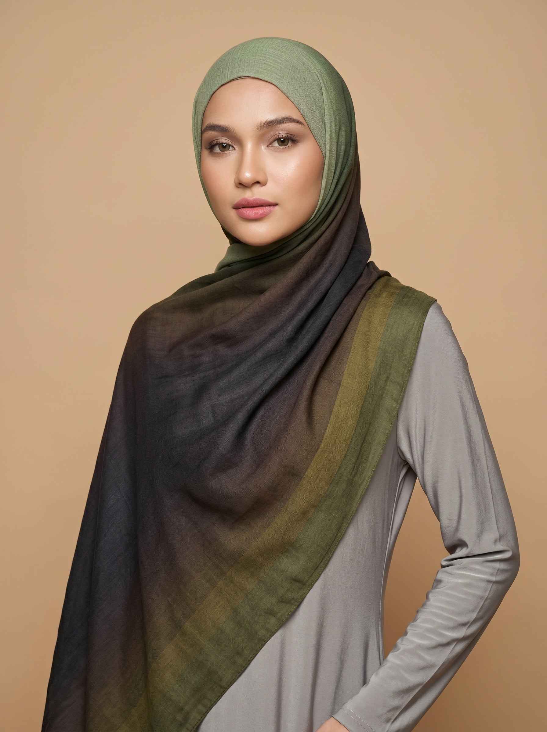 Olive Gradient Premium Ombre Modal Hijab