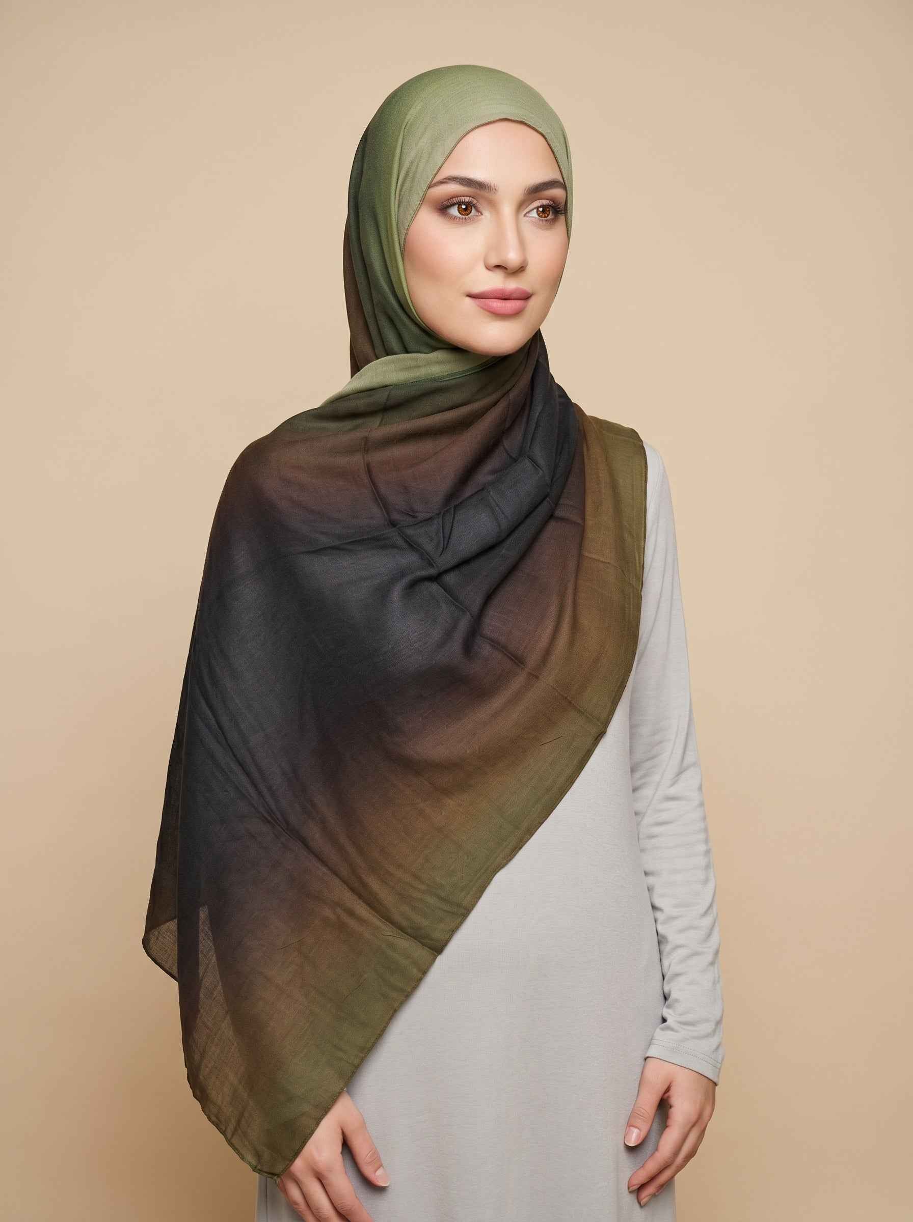Olive Gradient Premium Ombre Modal Hijab