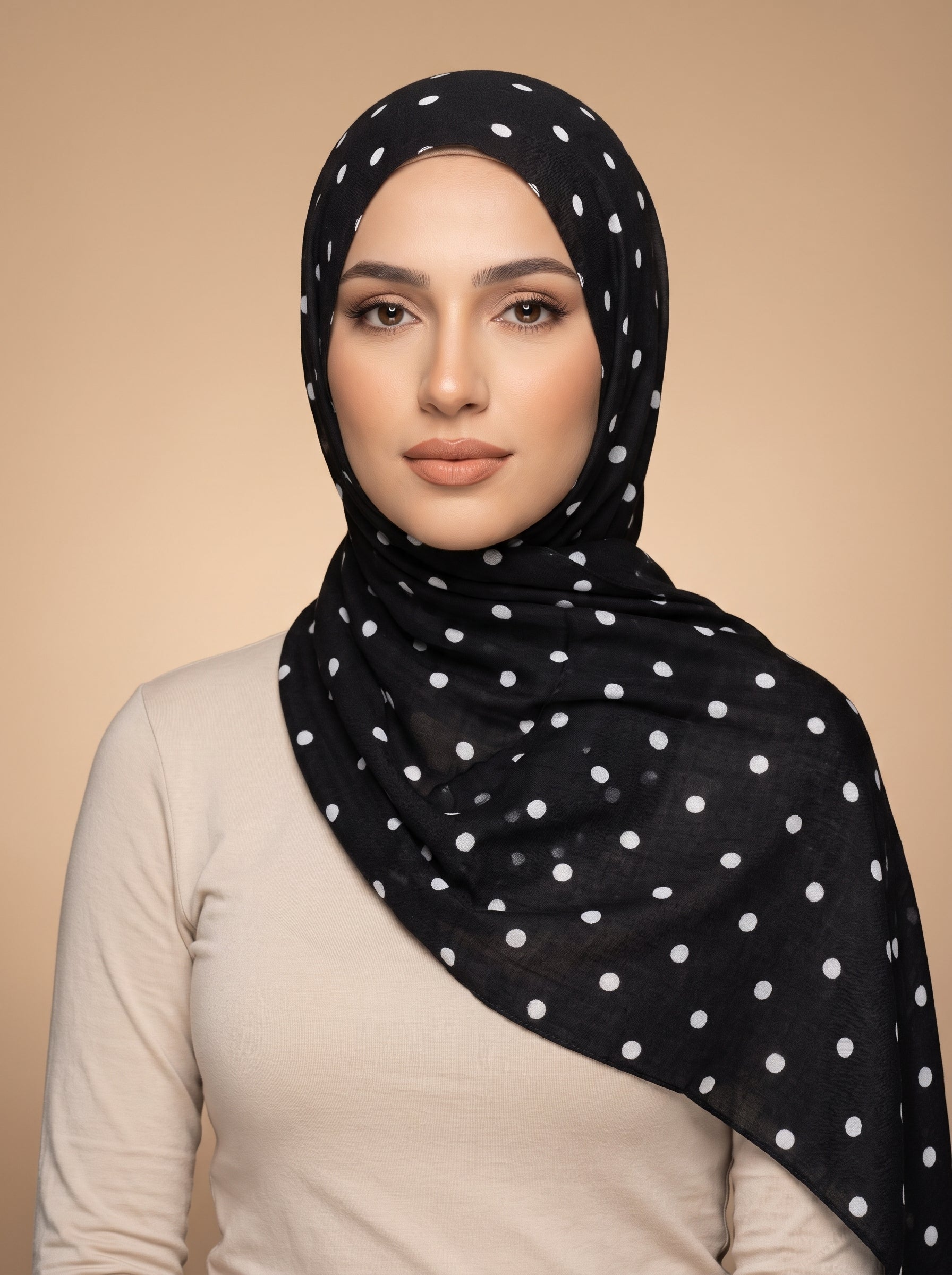 Black Polta Printed Modal Hijab