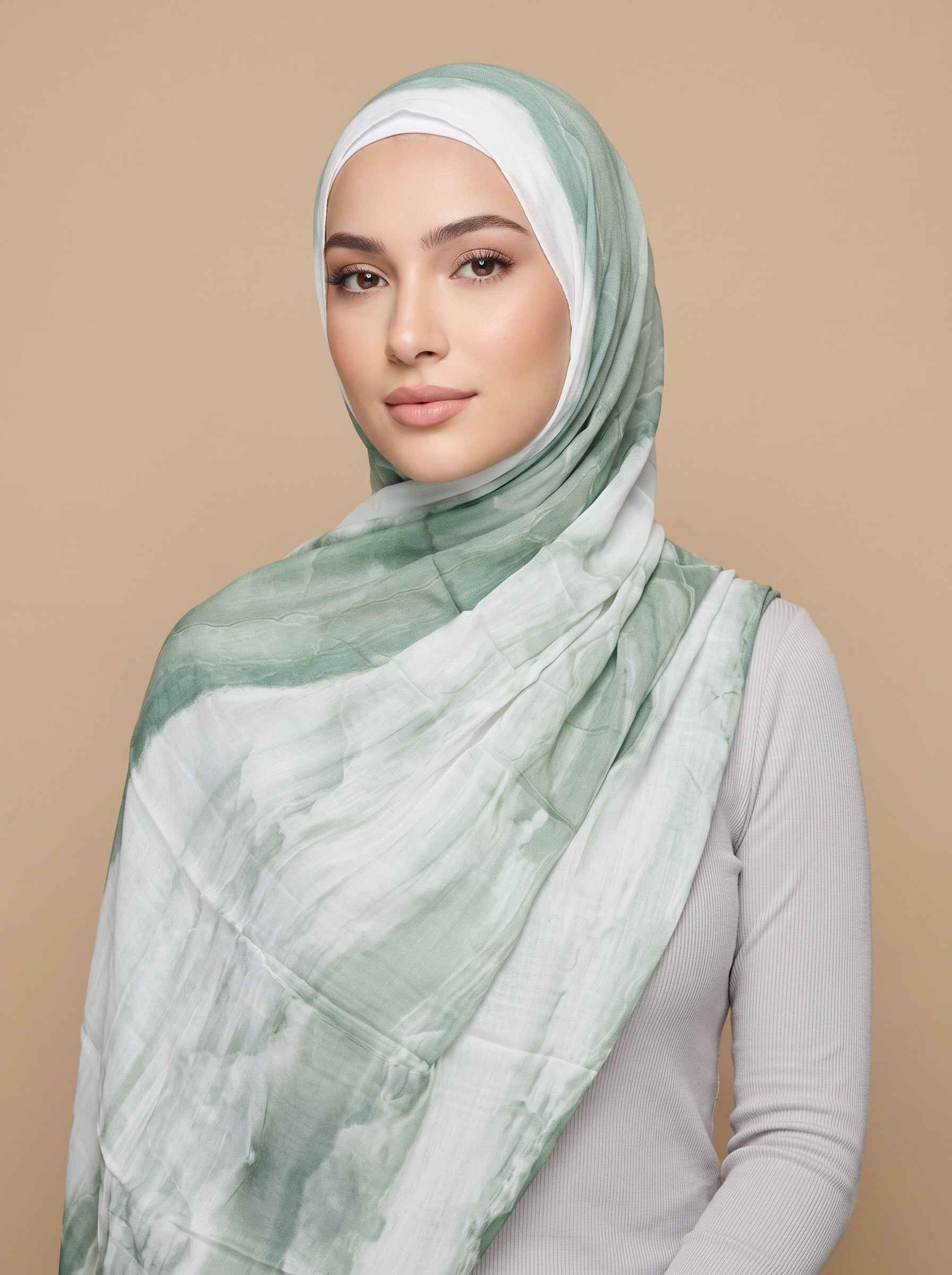 Sage Watercolor Printed Modal Hijab (Copy)