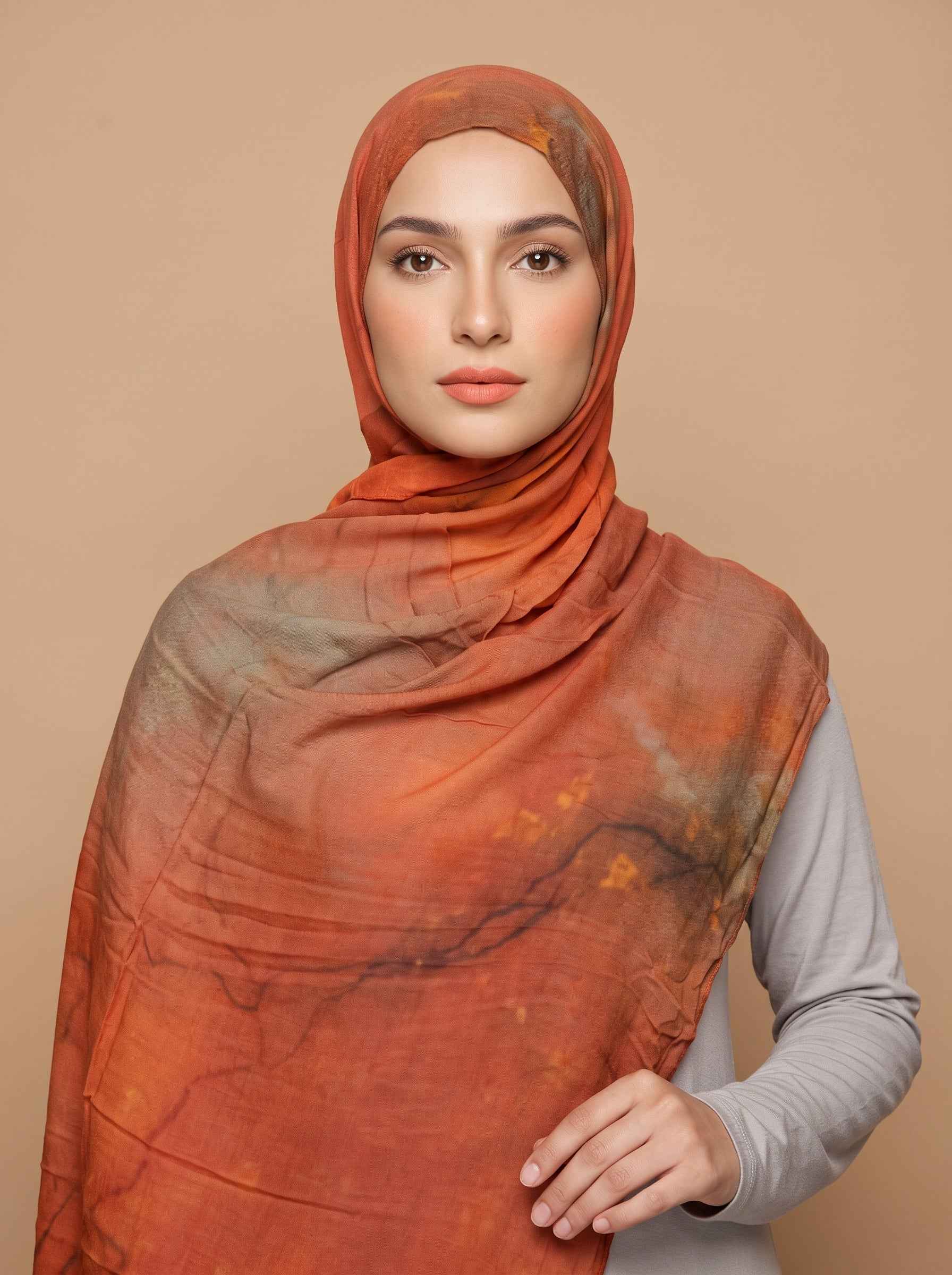 Burnt Umber Printed Modal Hijab (Copy)