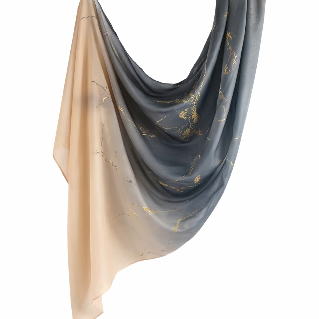Warm Stone Grey Printed Modal Watermark Ombre Hijab