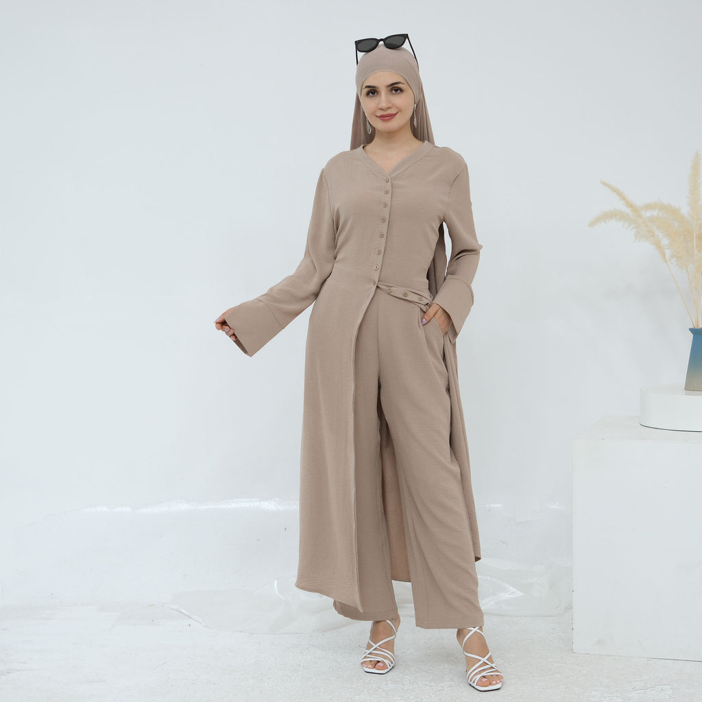 Lumi Two-Piece Modest Co-Ord Set - Apricot Beige