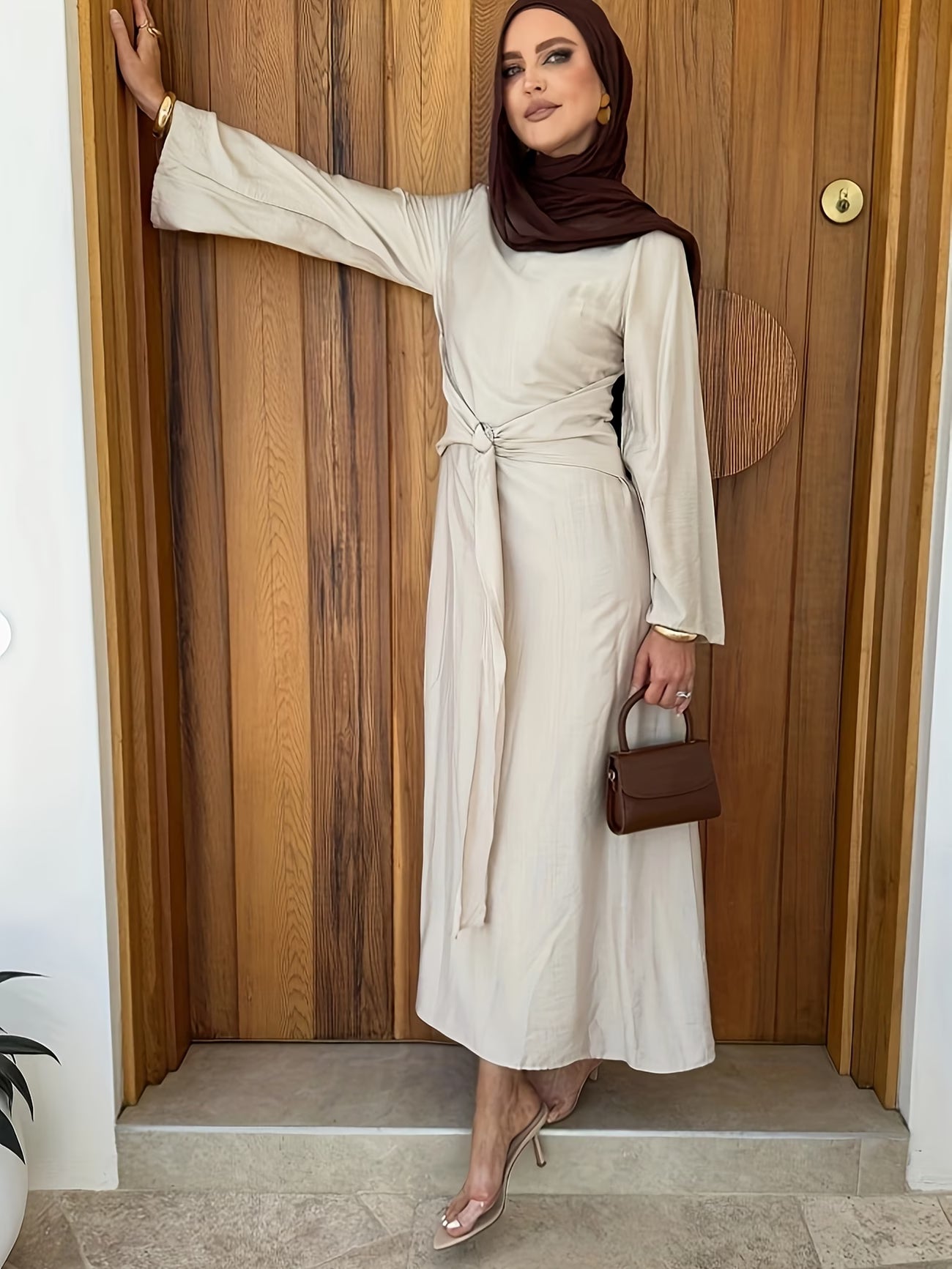 Elara Long Sleeve Ramadan Dress - Oatmeal