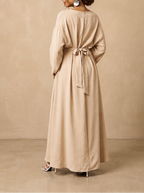 Classic Grace Pleated Maxi Dress - Beige