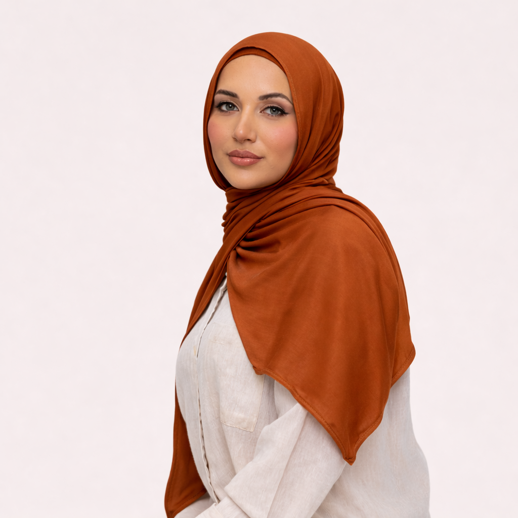 Modal Hijab with Matching Undercap – Premium Set in Caramel Brown