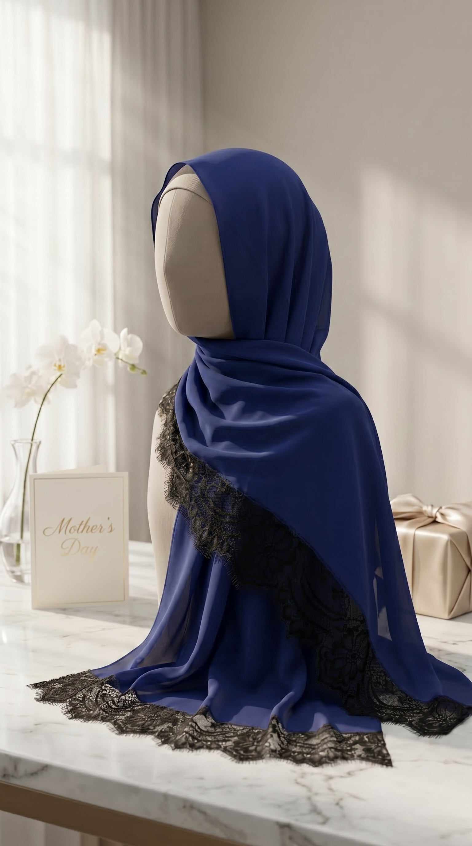 Royal Navy Lace Modal Hijab