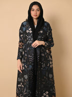 The Nocturne Flora Abaya - Deep Indigo & Moonwashed Petals