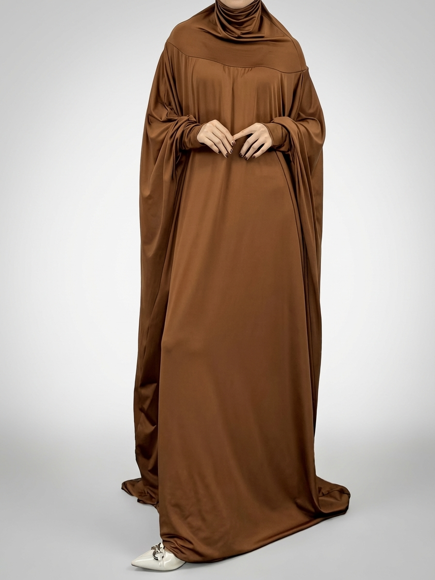Barakah Modest Batwing Maxi Gown - Brown