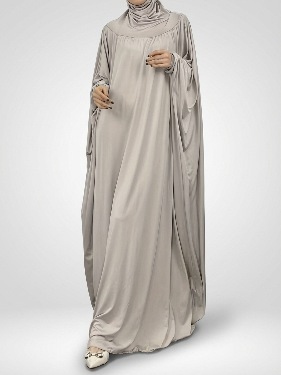 Barakah Modest Batwing Maxi Gown - Stone Grey