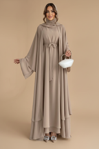 Aura Chiffon Abaya - Latte Beige