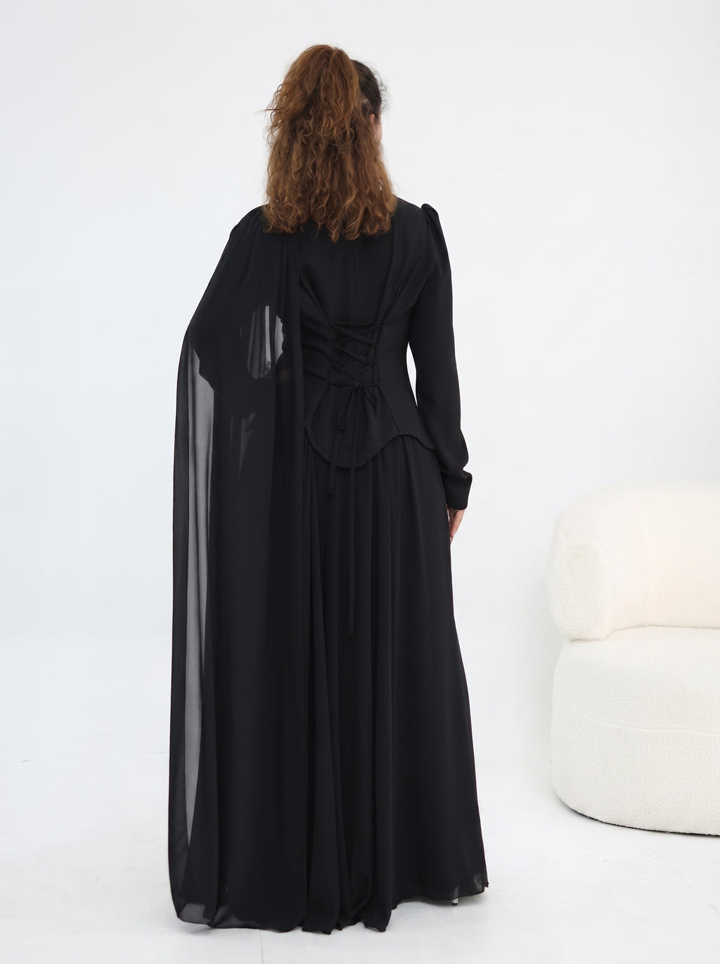 The Elara Embellished Modest Dress - Black