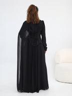 The Elara Embellished Modest Dress - Black
