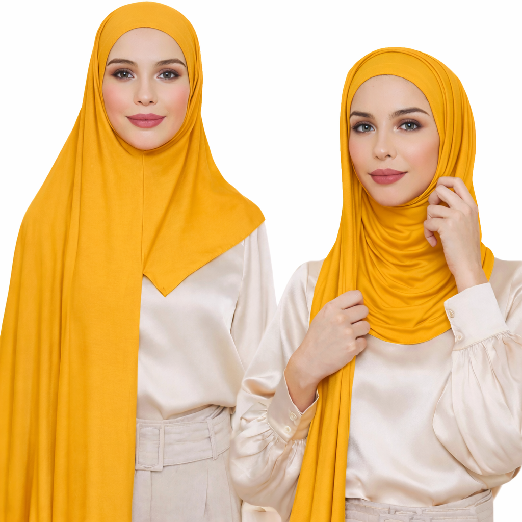 Premium Cotton Jersey Instant Hijab - Gold Shades